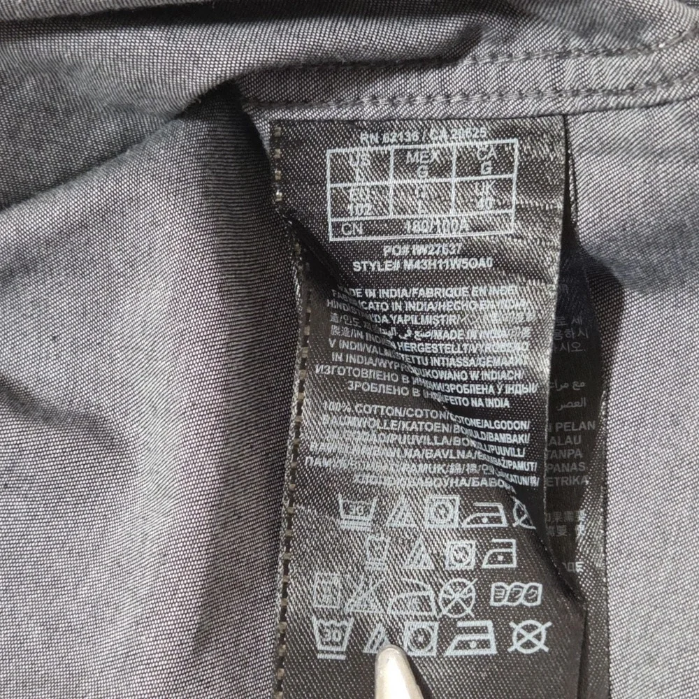 Guess Button Up Charcoal Gray Flip Cuff Yoke Slim‎ Fit Western Shirt Men's L